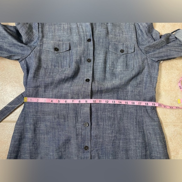 Alex Marie Blue Chambray Linen Blend Belted Dress Size 16 New - Picture 8 of 11